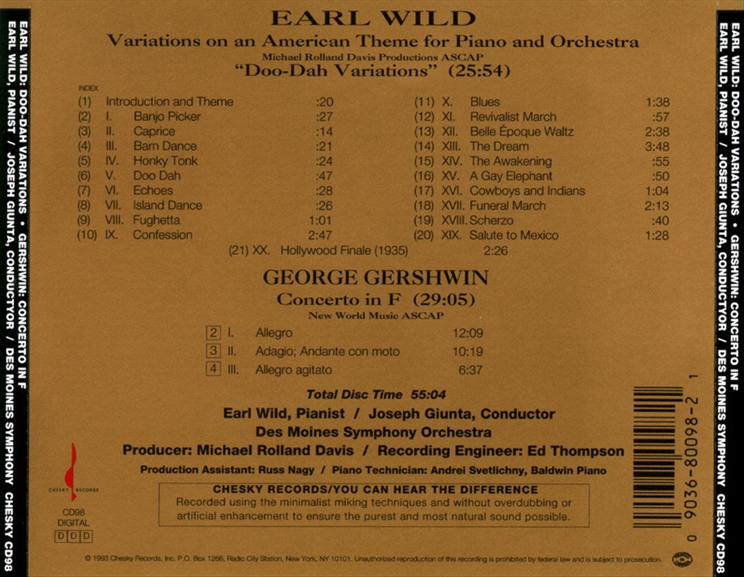 Earl Wild: Variations on an American Theme; Gershwin: Concerto in F cover art