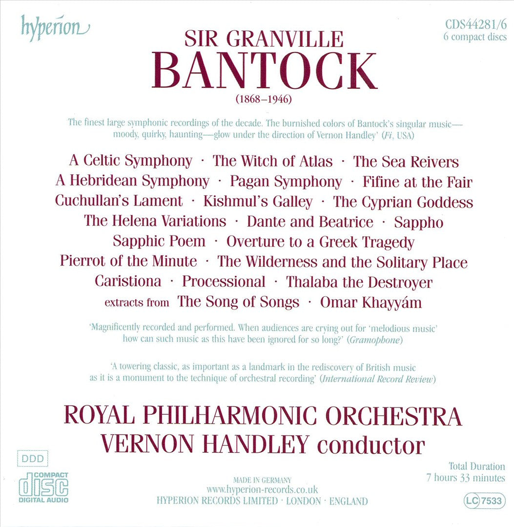 Bantock: Orchestral Music cover art