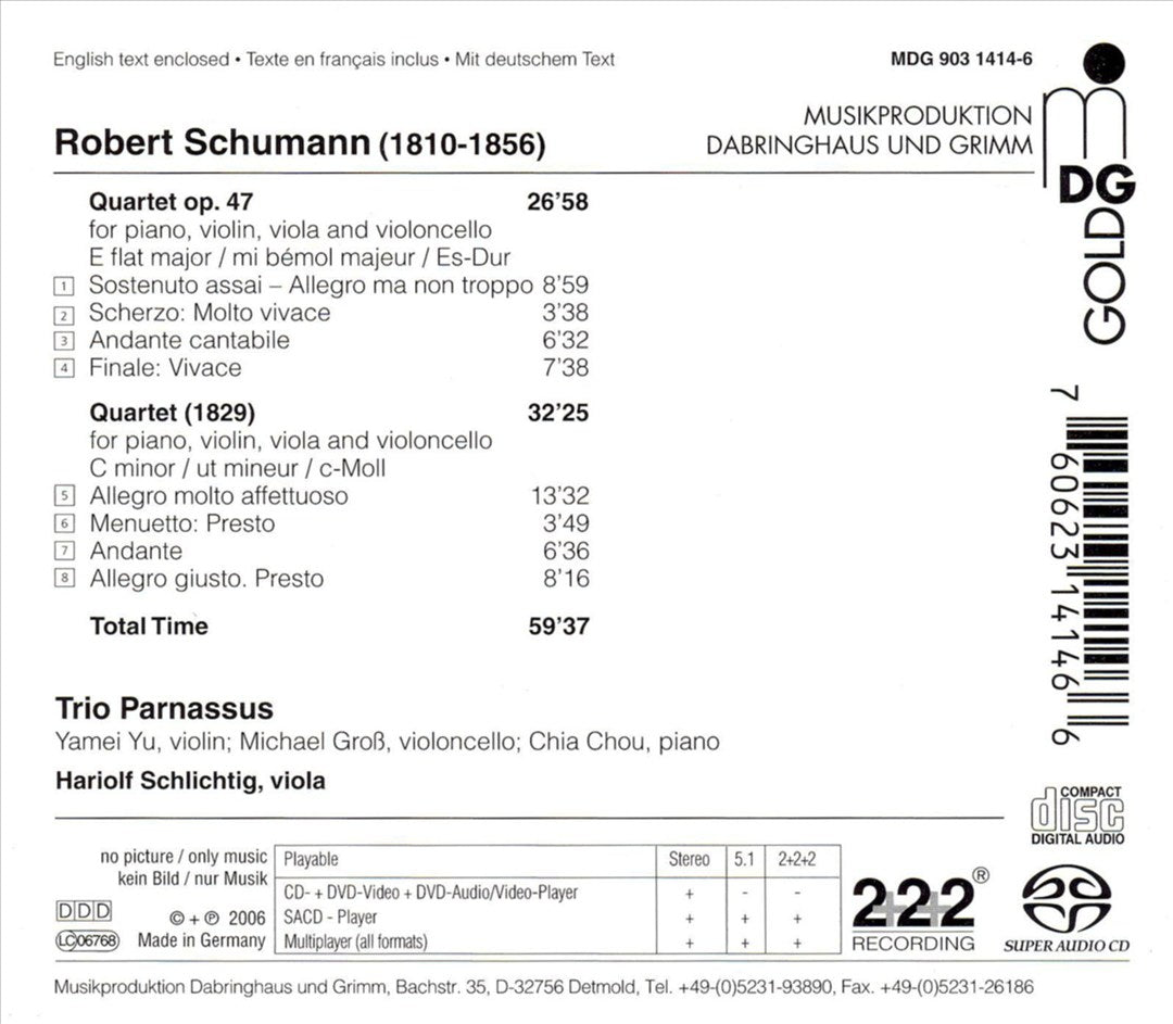 Schumann: Piano Quartets cover art