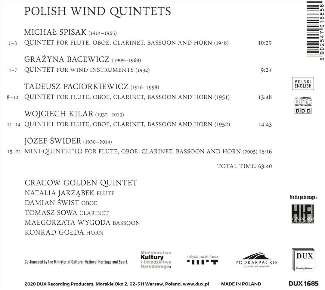 Polish Wind Quintets: Spisak, Bacewicz, Paciorkiewicz, Kilar, Swider cover art