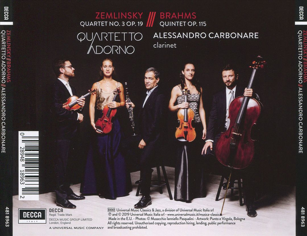 Zemlinsky: Quartet No. 3 Op. 19; Brahms: Quintet Op. 115 cover art