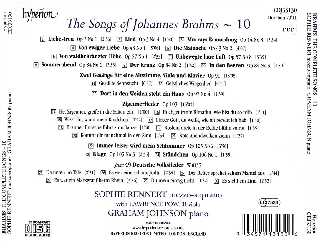 Songs of Brahms, Vol. 10 cover art