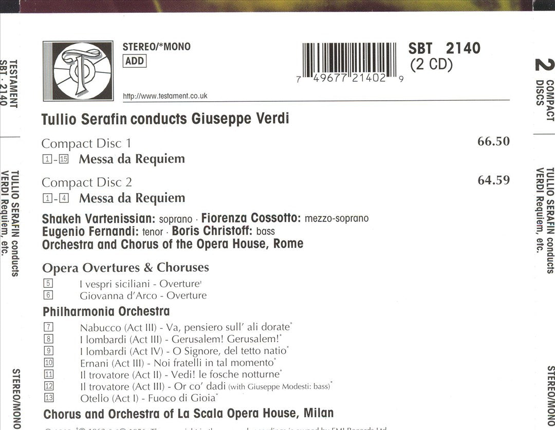 Tullio Serafin conducts Verdi cover art