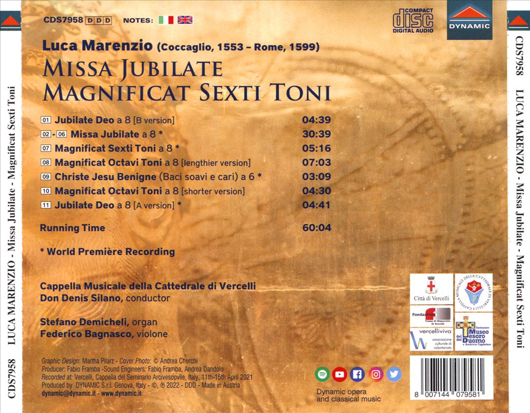 Luca Marenzio: Missa Jubilate; Magnificat Sexti Toni cover art
