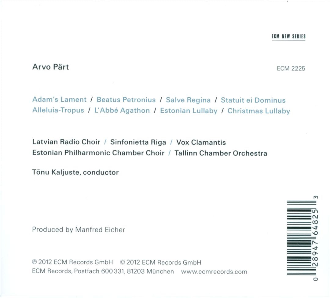 Arvo Pärt: Adam's Lament cover art