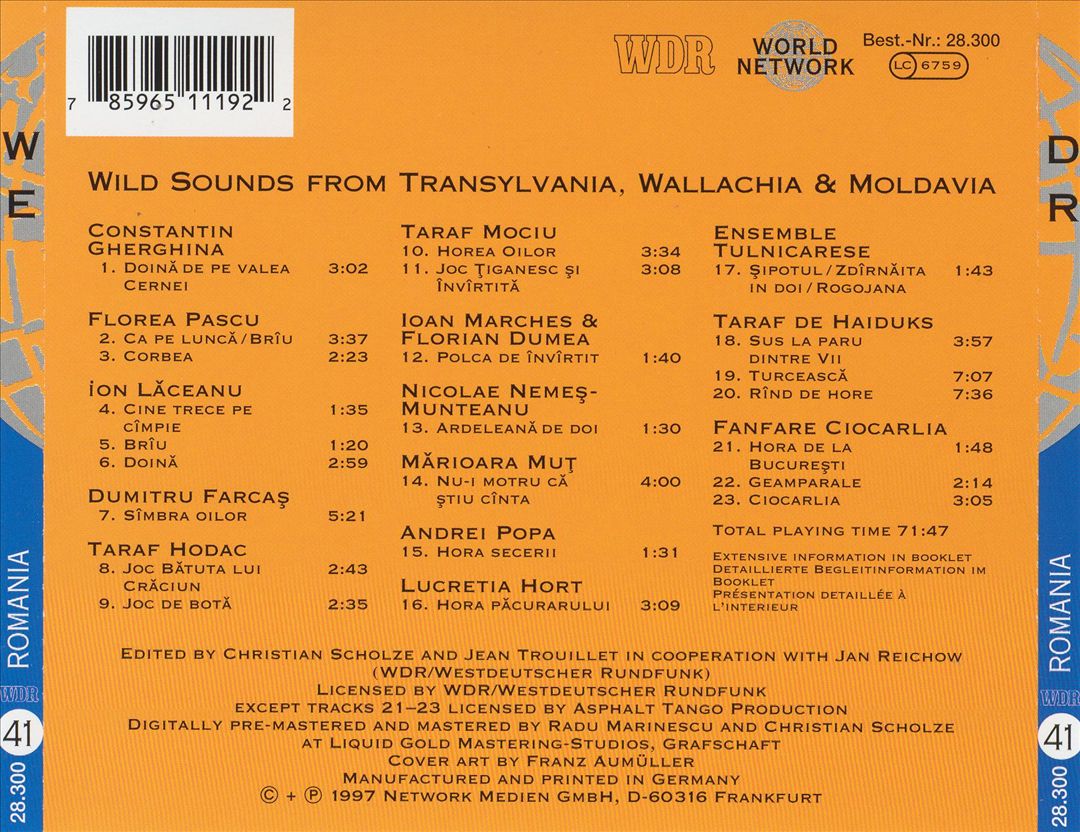 Wild Sounds from Transylvania, Wallachia and Moldavia cover art