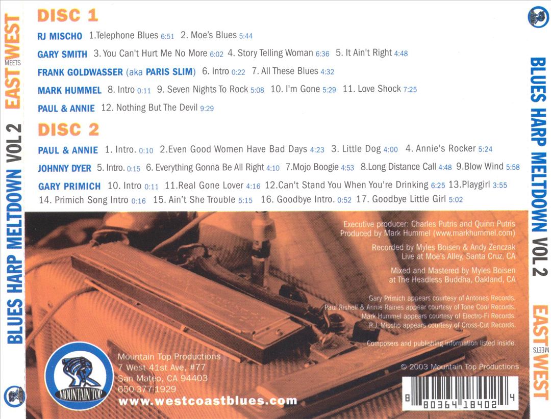 Blues Harp Meltdown, Vol. 2: East Meets West Live at Moe's Alley cover art