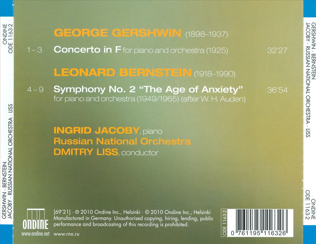 Gershwin: Concerto in F; Bernstein: The Age of Anxiety cover art