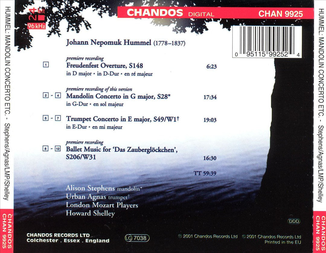 Hummel: Mandolin Concerto; Trumpet Concerto; Freudenfest Overture; etc. cover art