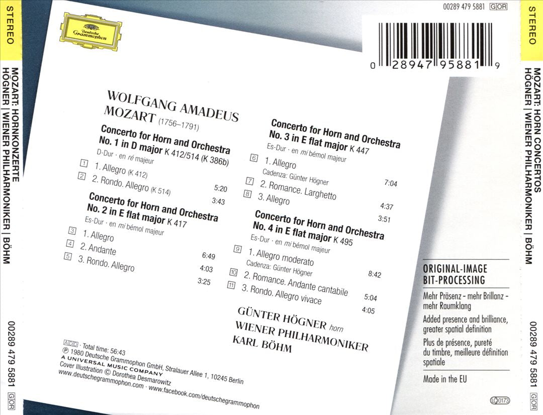Wolfgang Amadeus Mozart: Horn Concertos cover art