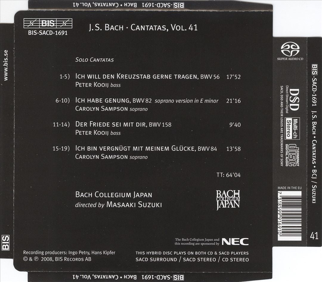 Bach: Cantatas, Vol. 41: Der Fried sei mit dir - Cantatas 56, 82, 84, 158 cover art