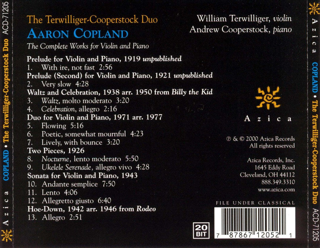 Aaron Copland: Complete Works for Violin and Piano cover art