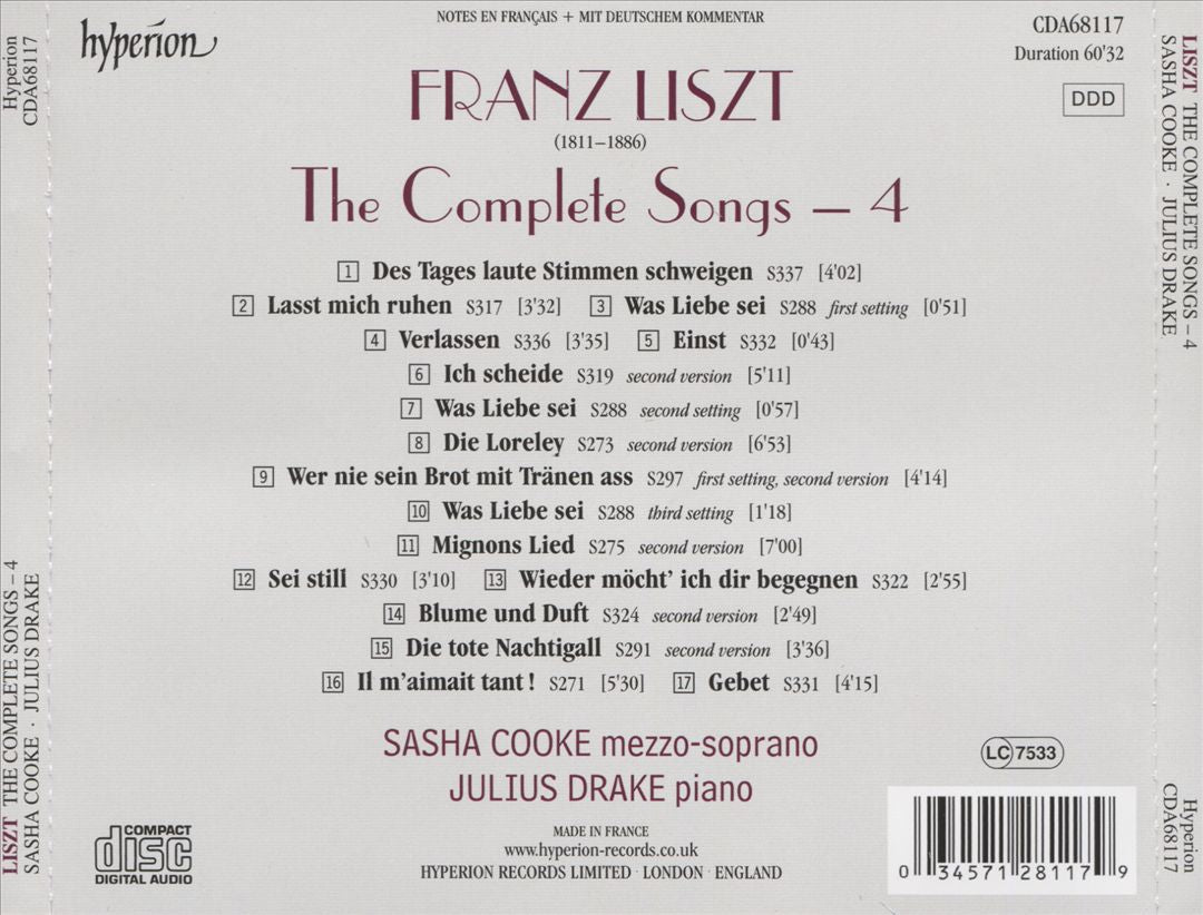 Liszt: The Complete Songs, Vol. 4 cover art