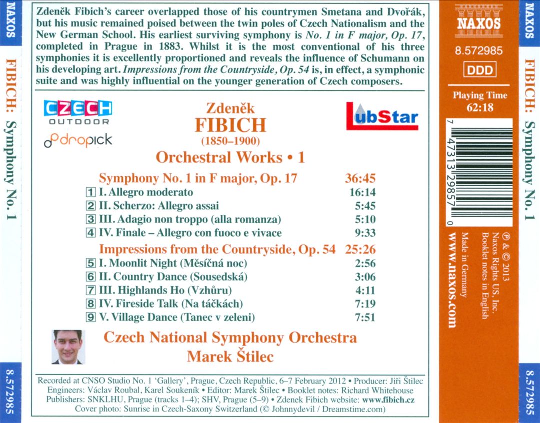 Zdenek Fibich: Symphony No. 1; Impressions from the Countryside cover art
