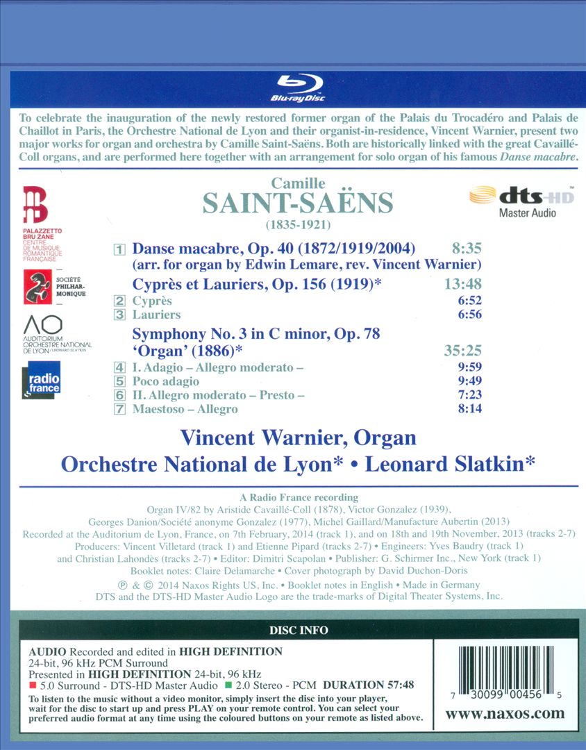 Saint-Saëns: Symphony No. 3 "Organ"; Danse macabre; Cyprès et Lauriers cover art
