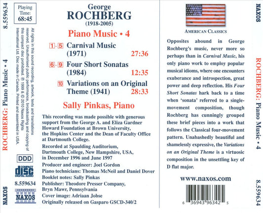 George Rochberg: Piano Music, Vol. 4 cover art