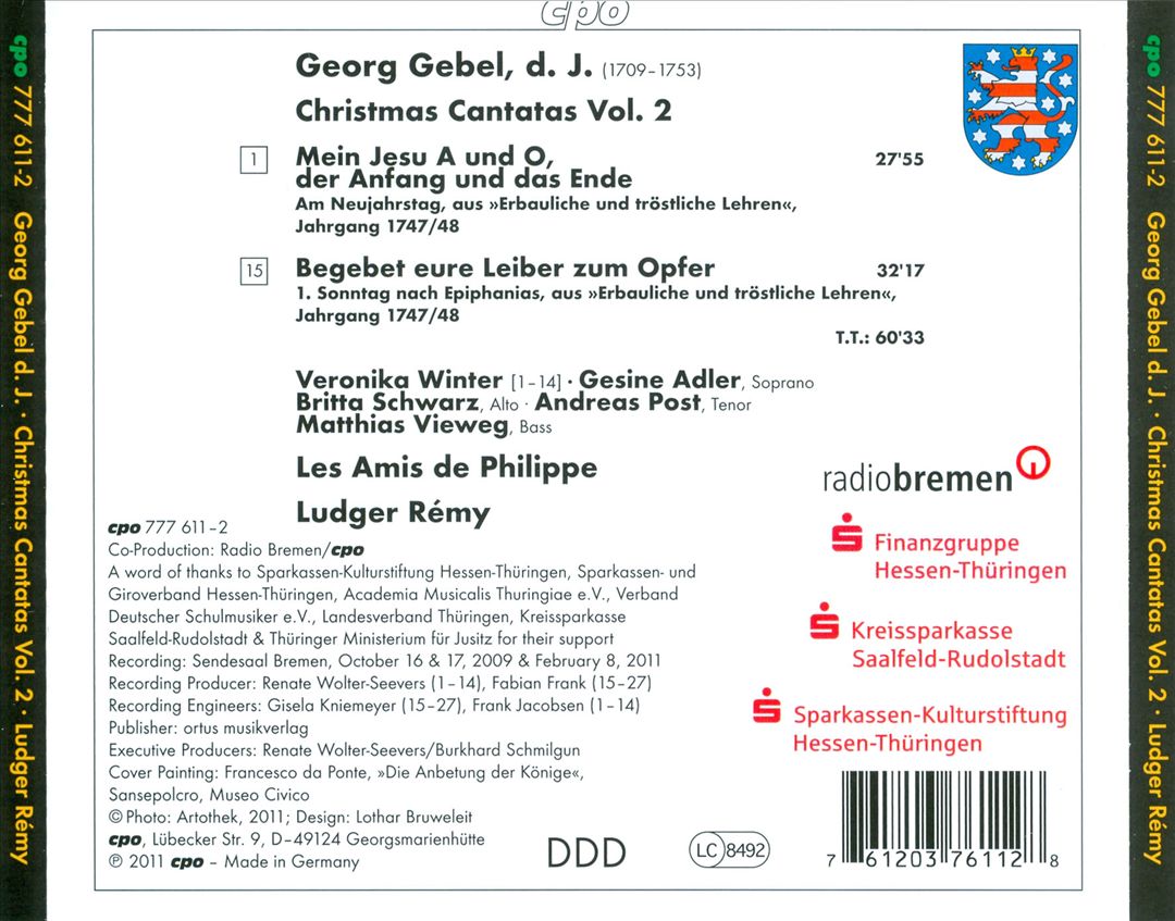 Georg Gebel d.J.: Christmas Cantatas, Vol. 2 cover art