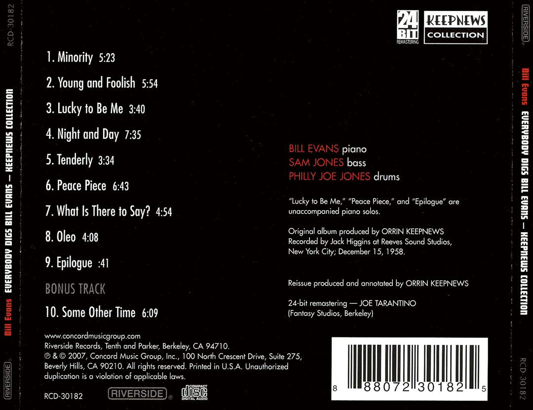 Everybody Digs Bill Evans [Keepnews Collection] cover art