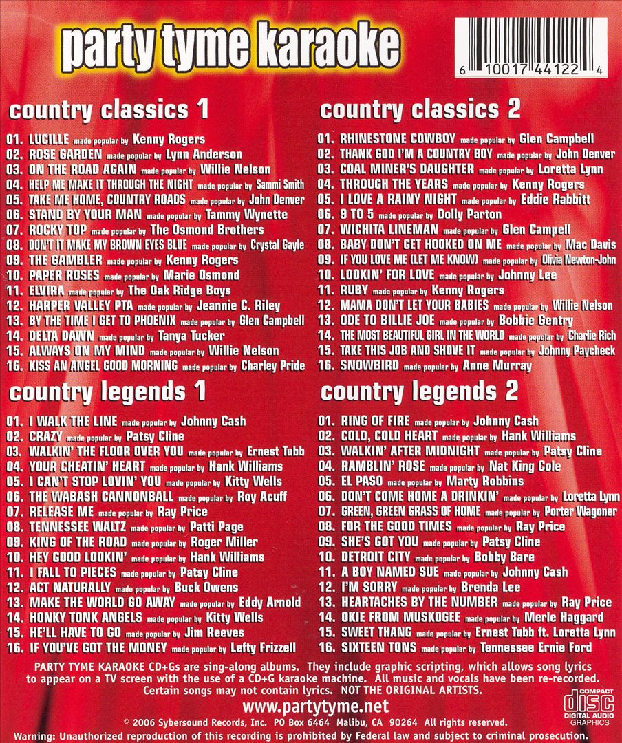 Party Tyme Karaoke Country Classics Party Pack cover art