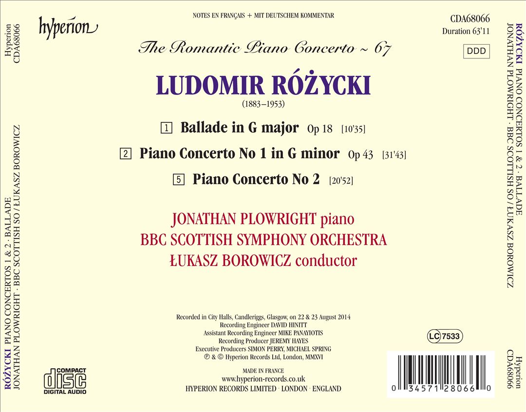 Romantic Piano Concerto, Vol. 67: Rózycki cover art