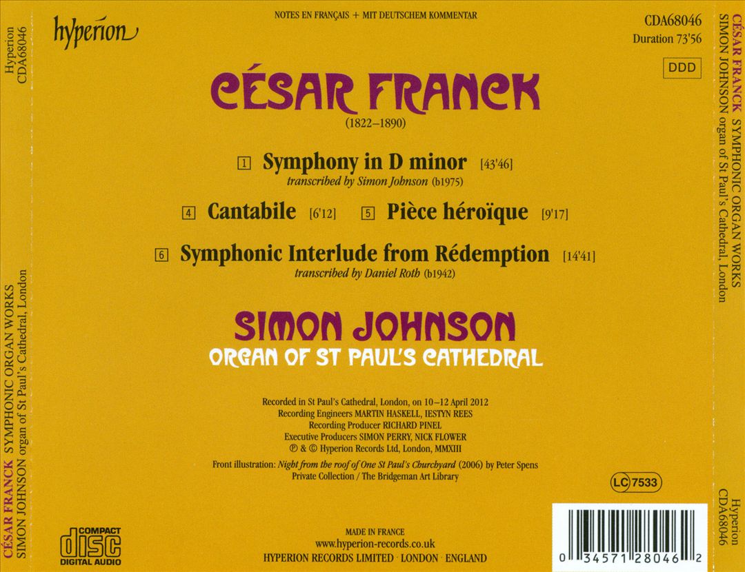 Franck: Symphony; Cantabile; Pièce Héroïque; Rédemption cover art