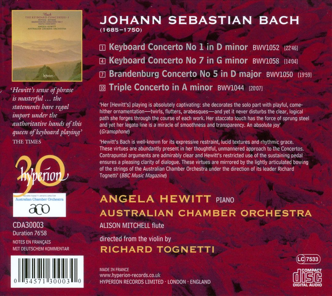 Bach: The Keyboard Concertos, Vol. 1 cover art
