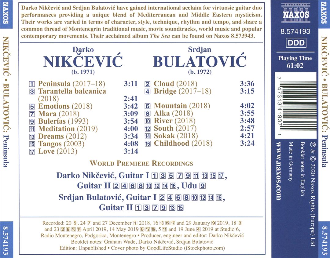 Nicevic, Bulatovic: Peninsula - Works for Guitar cover art