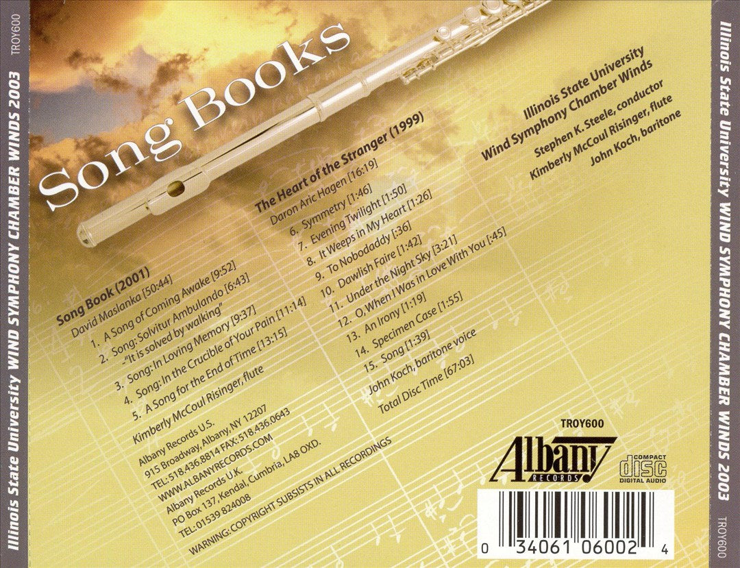 Song Books: The Music of David Maslanka and Daron Hagen cover art