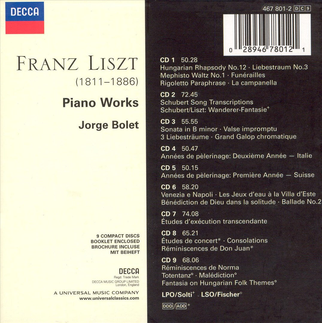 Liszt: Piano Works [Box Set] cover art