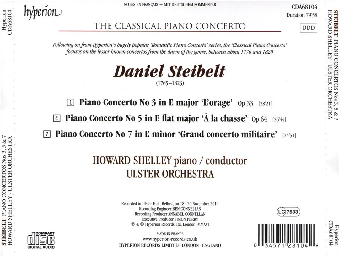 Classical Piano Concerto: Steibelt - Piano Concertos Nos. 3 "L'orage," 5 "À la chasse" & 7 "Grand concerto militaire" cover art