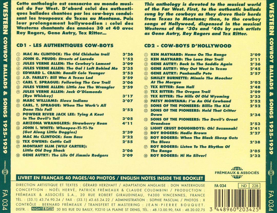 Western Cowboy Ballads and Songs 1925-1939 cover art