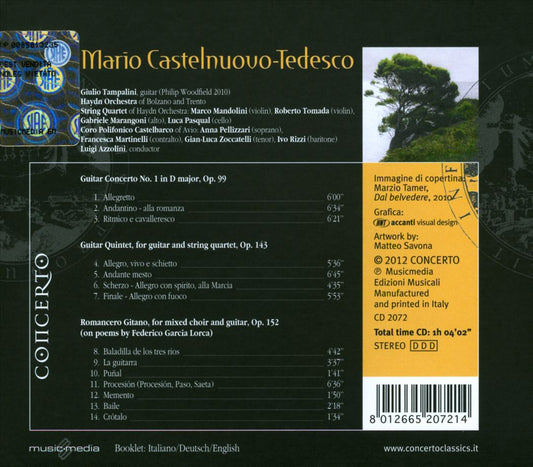 Mario Castelnuovo-Tedesco: Guitar Concerto; Quintet; Romancero Gitano cover art