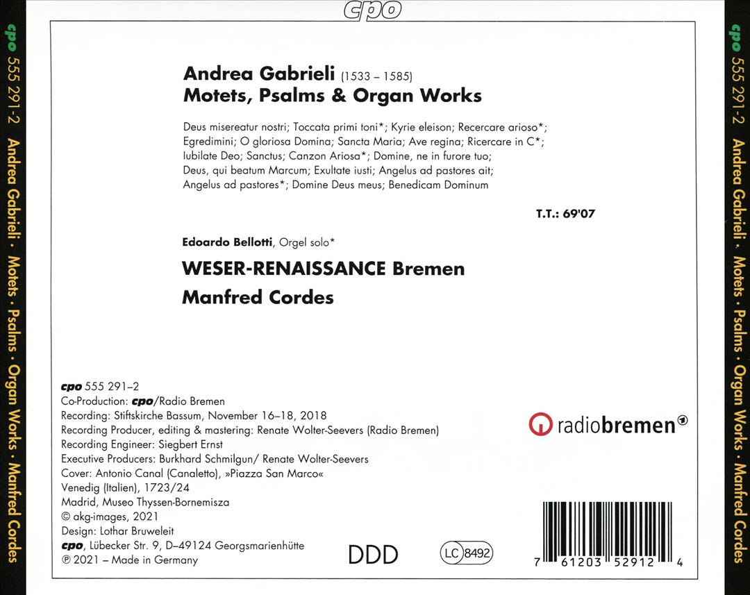 Andrea Gabrieli: Motets & Organ Works cover art