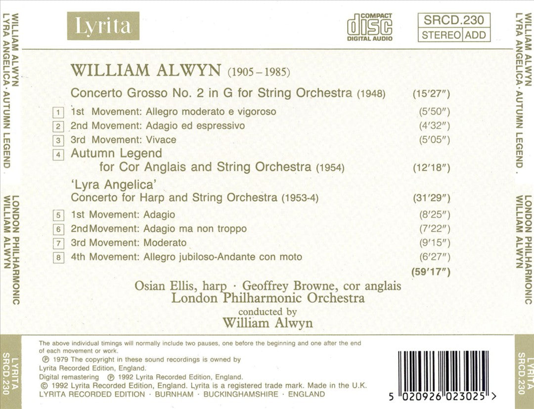 Alwyn: Concerto Grosso No. 2; Autumn Legend; Lyra Angelica cover art