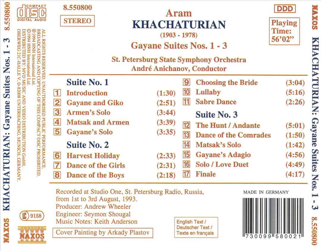 Khachaturian: Gayanne Suites Nos. 1-3 cover art