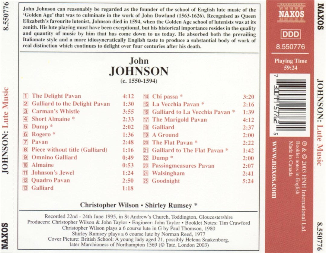 John Johnson: Lute Music cover art
