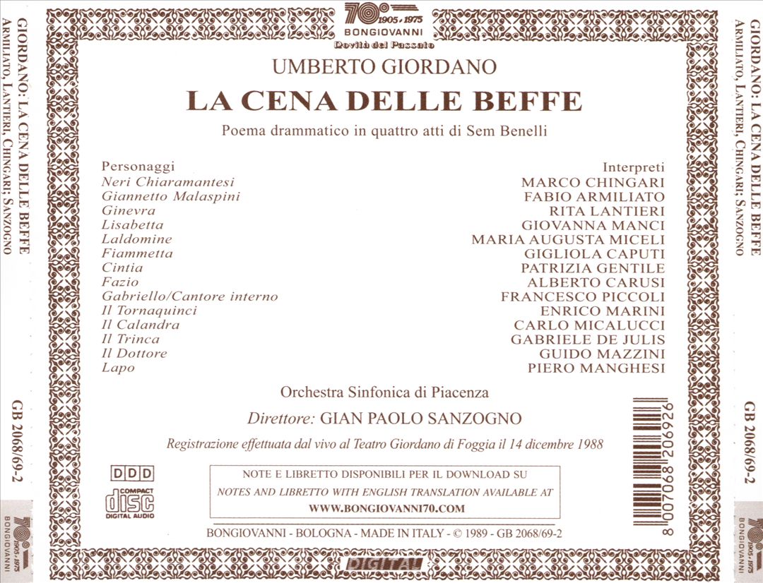 Giordano: La Cena delle Beffe cover art