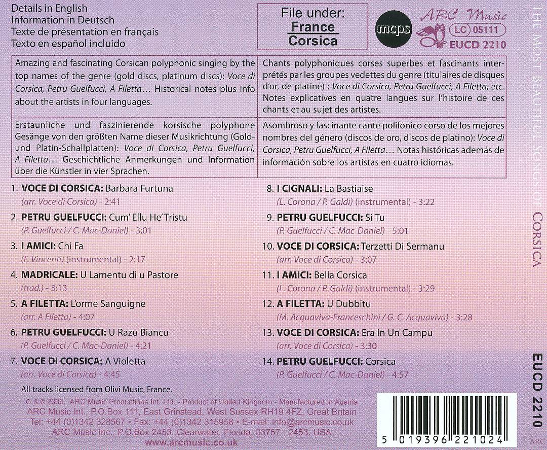Most Beautiful Songs of Corsica cover art