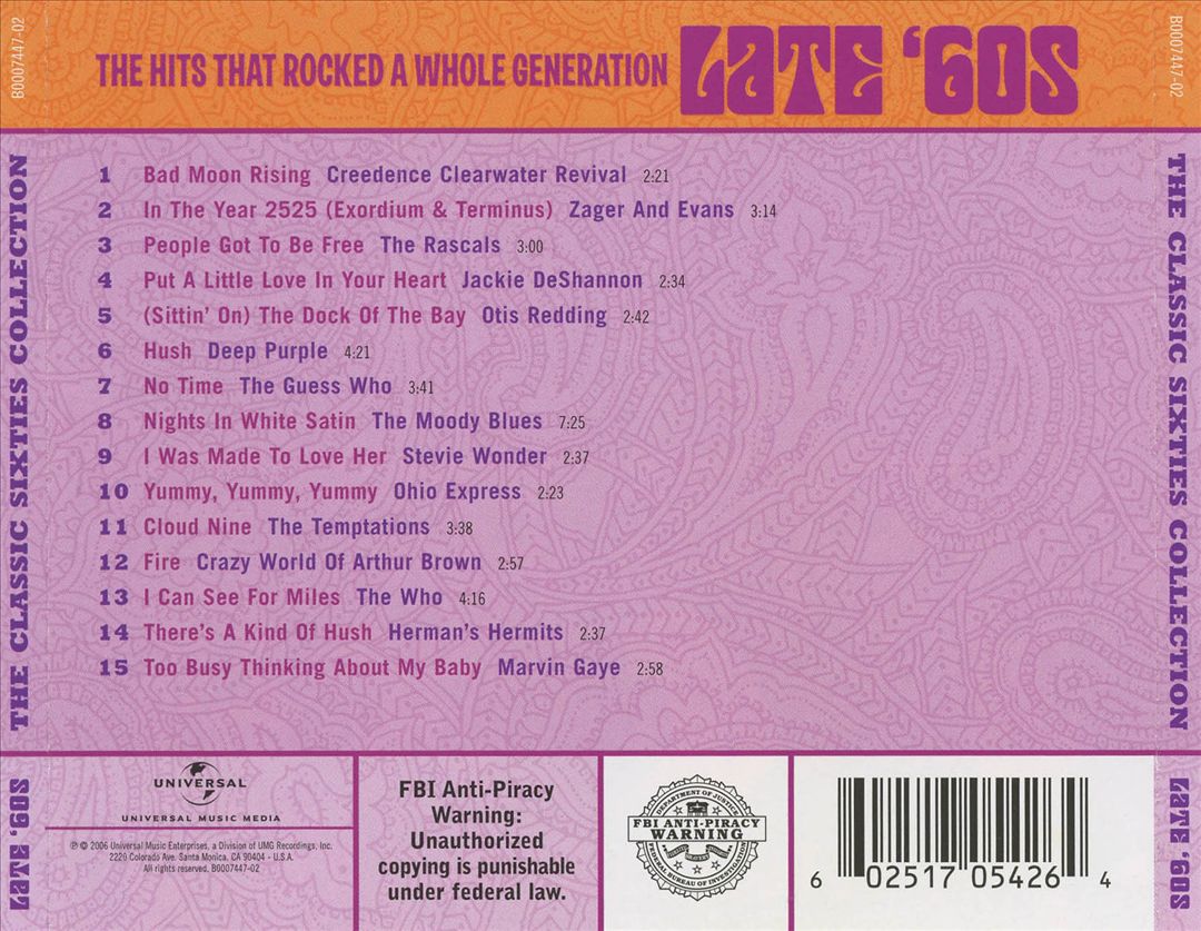 Classic Sixties Collection: Late '60s cover art
