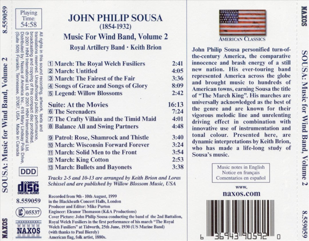 John Philip Sousa: Music for Wind Band, Vol. 2 cover art
