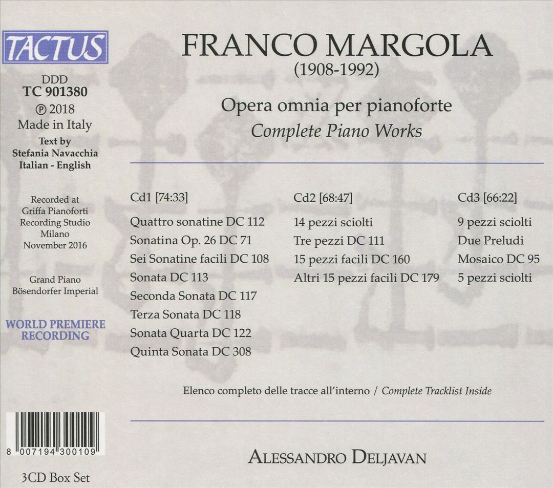 Franco Margola: Complete Piano Works cover art