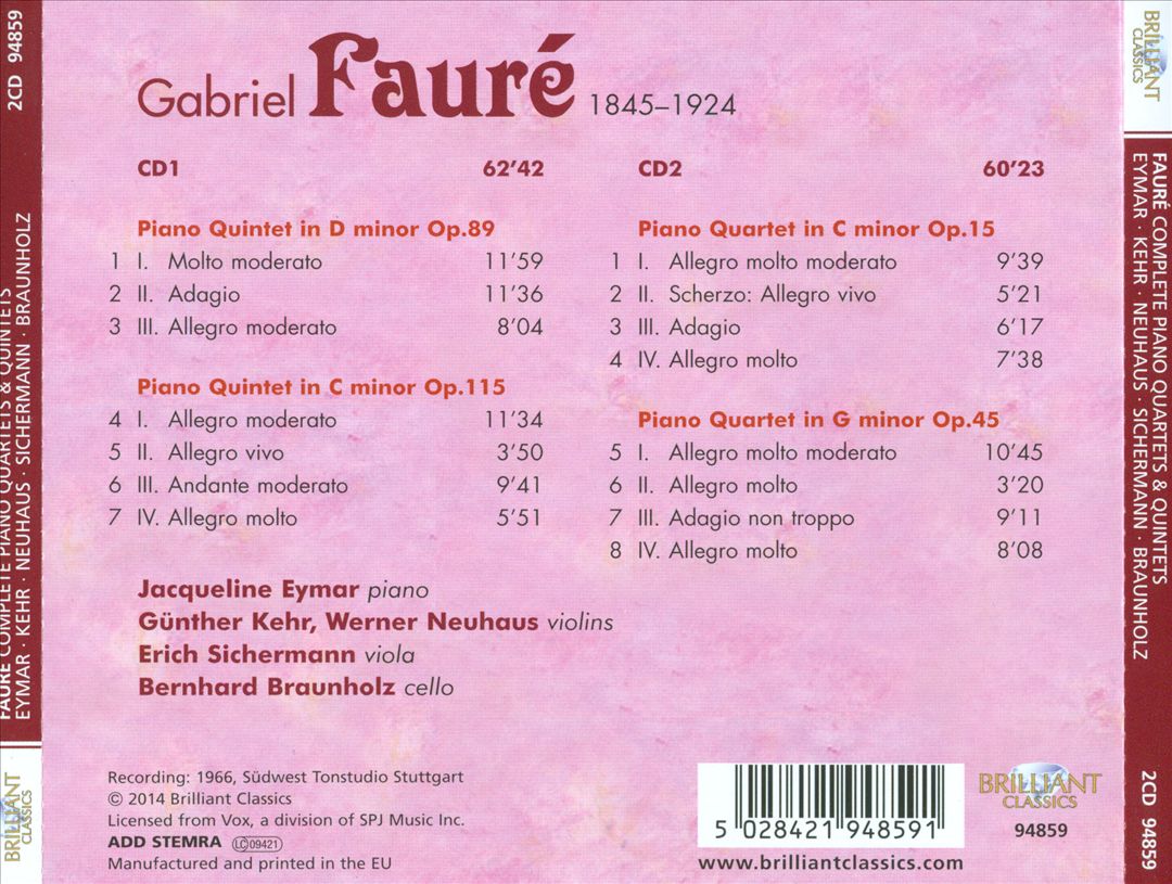 Fauré: Complete Piano Quartets & Quintets cover art