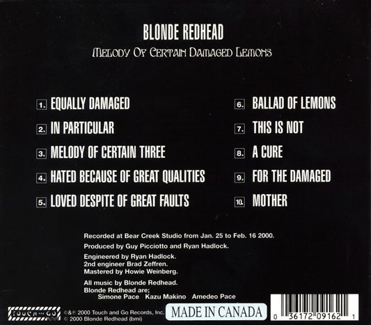 Melody of Certain Damaged Lemons cover art