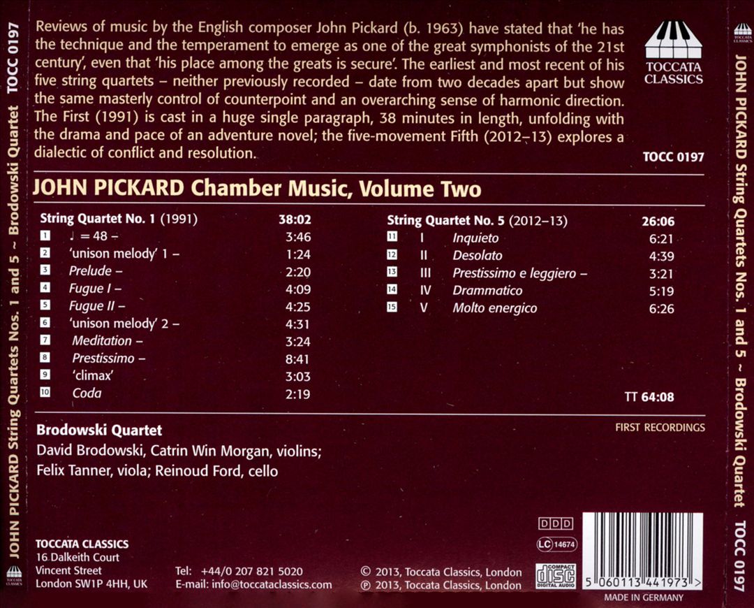 John Pickard: Chamber Music, Vol. 2 cover art