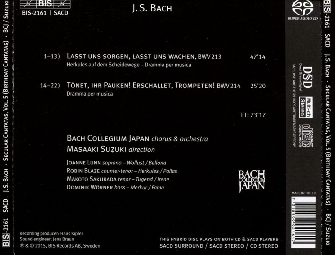Bach Secular Cantatas, Vol. 5: Birthday Cantatas cover art