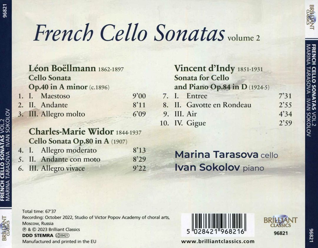 French Cello Sonatas, Vol. 2: Boëllann, Widor & d'Indy cover art