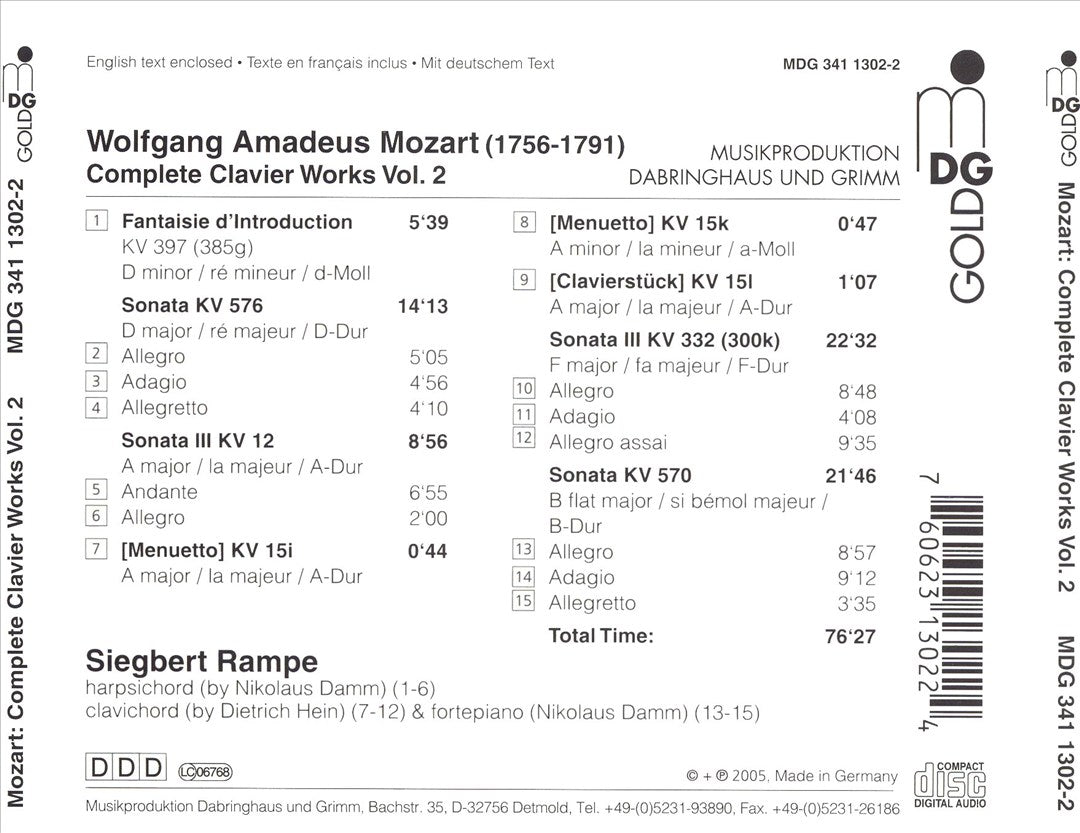 Mozart: Complete Clavier Works, Vol. 2 cover art