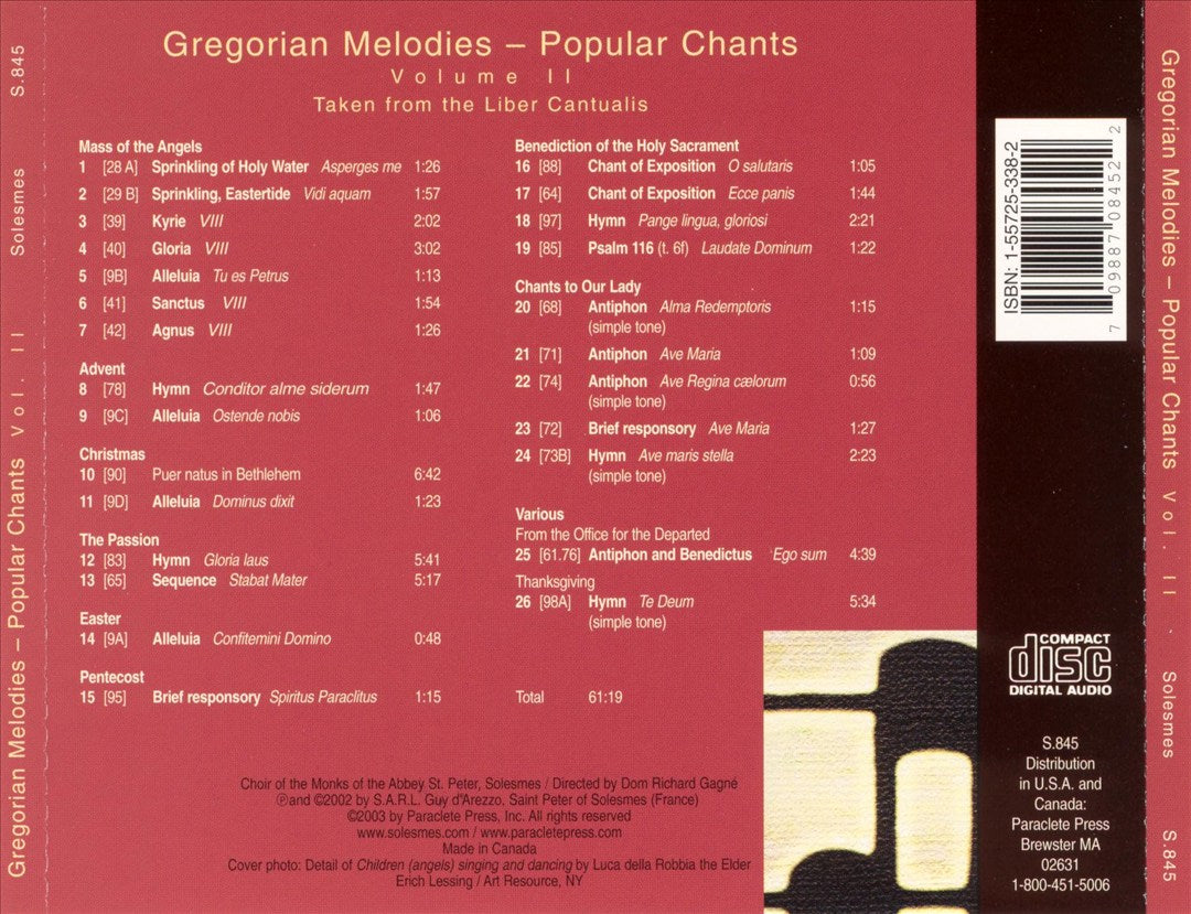 Gregorian Melodies: Popular Chants, Vol. 2 cover art