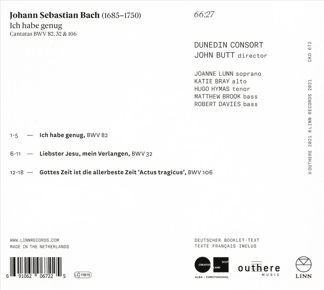 Bach: Ich habe genug - Cantatas BWV 82, 32 & 106 cover art