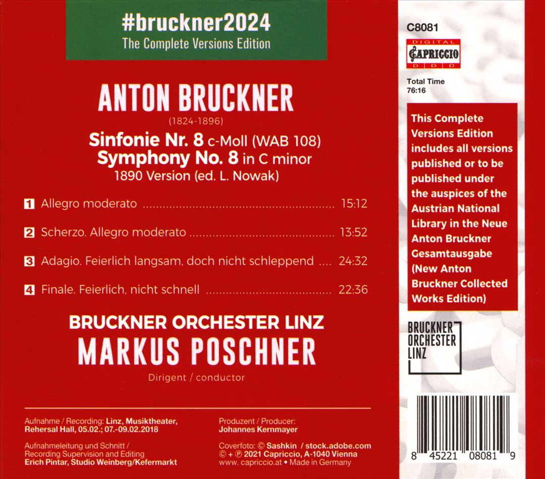 Bruckner: Symphony #8 1890 Version cover art